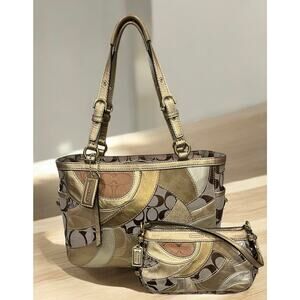 Y2K Coach 12740 Limited Edition Patchwork Gallery Tote & Wristlet